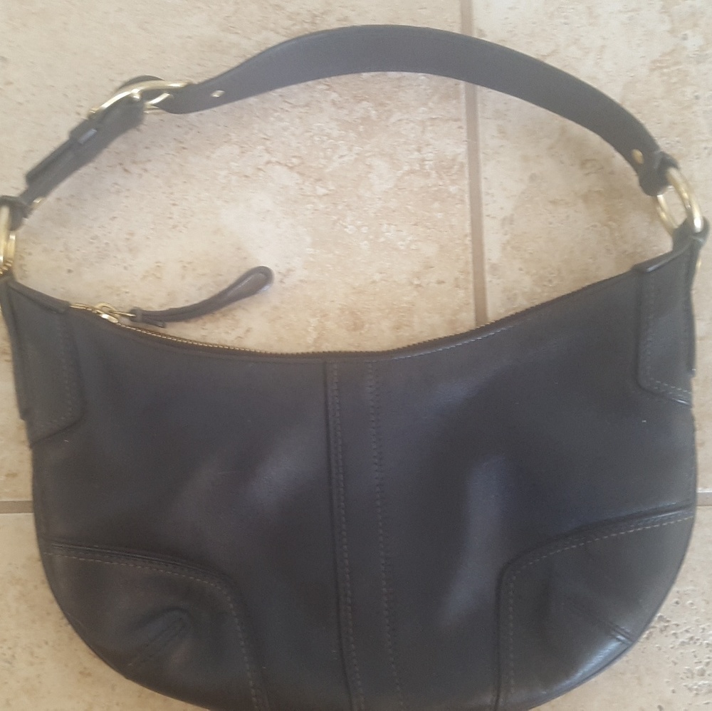 Coach petite leather black shoulder bag